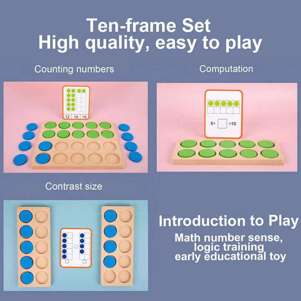 Montessori Ten-Frame Math Toys Preschool Children Number Sense Logical Thinking Count Kids Early Educational Teaching Aid Game - Image 4