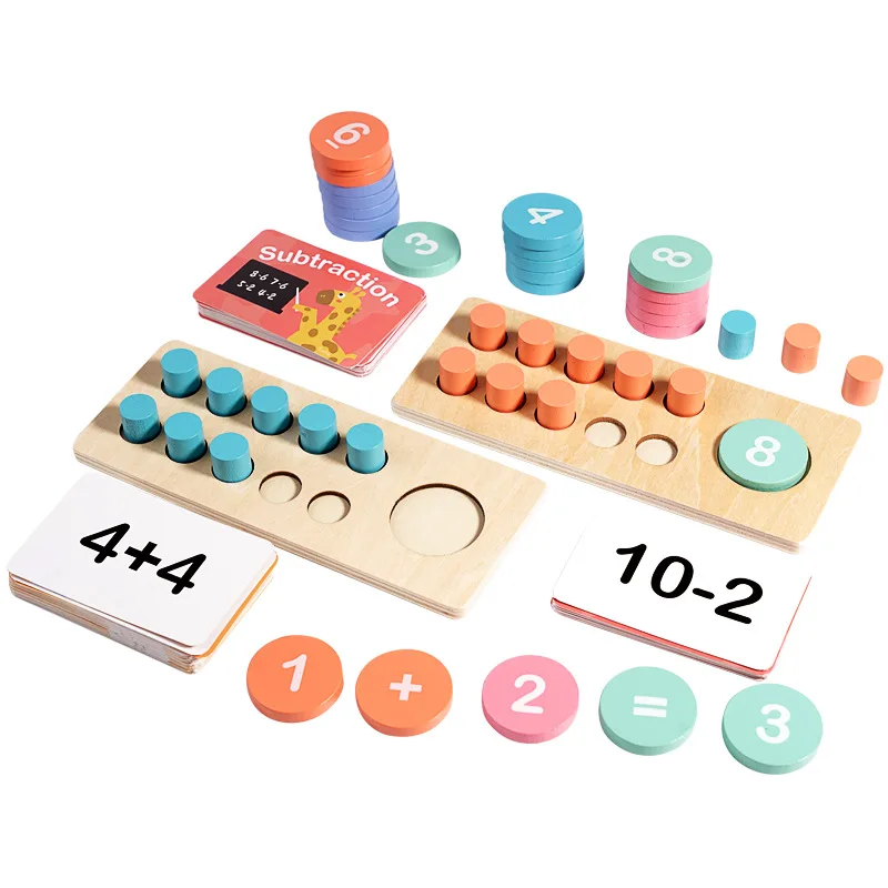 Children's Wooden Number Board Cognitive Matching Addition Subtraction Operation Montessori Logical Thinking Training Math Toys - Image 3