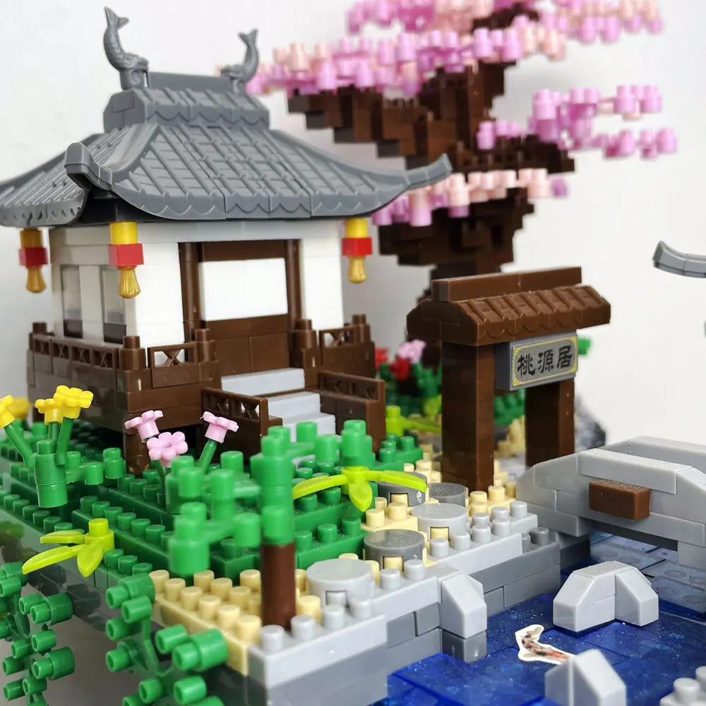 Taohuatan Lake Themed Micro Brick Building Blocks Set Adult Creative Toys Unique Chinese Landscape Model Bricks with LED Light - Image 3