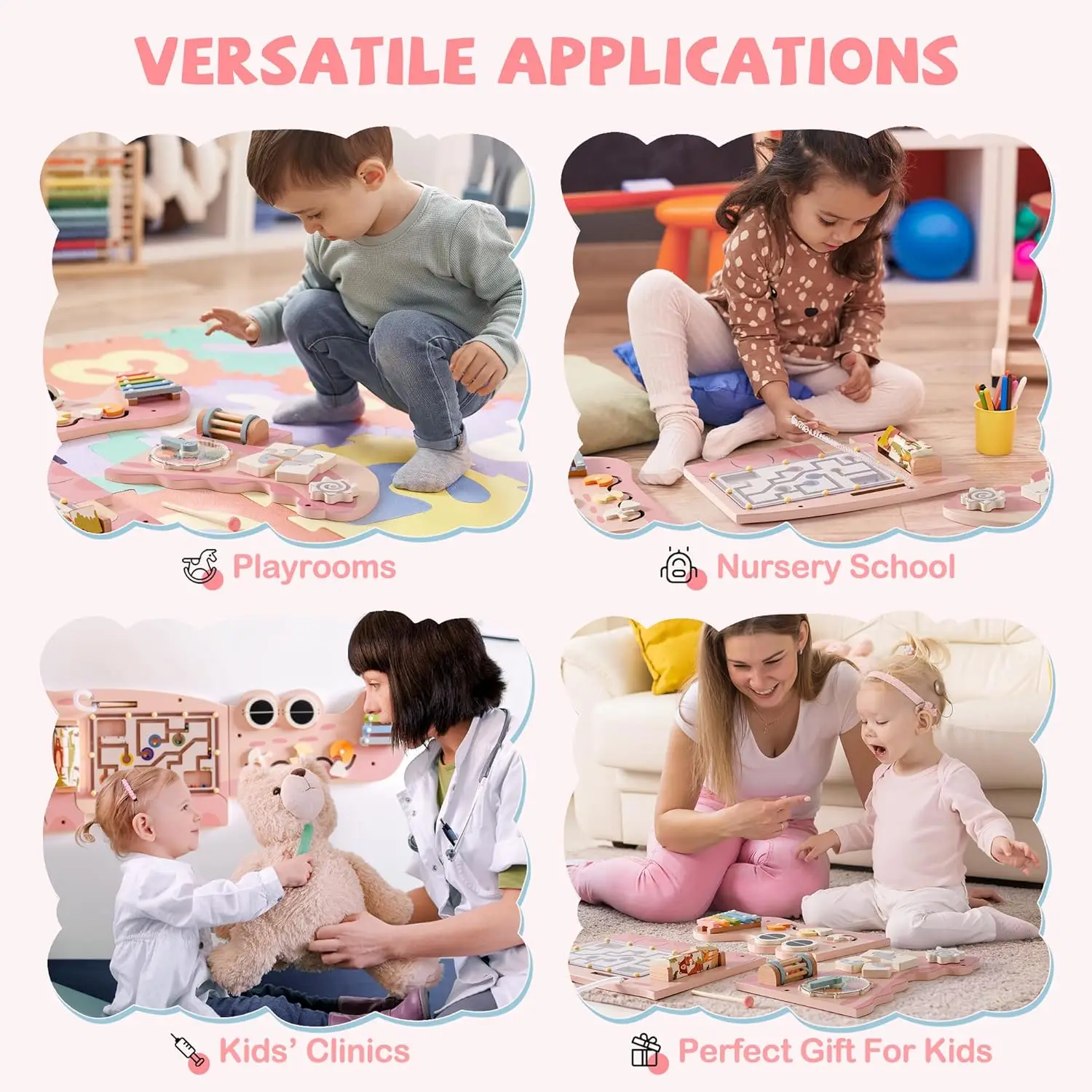 Robotime Robud Wooden Busy Board Montessori Learning Toy Wall Mounted Activity Centre with Gears Maze Wooden Toy Gifts - Image 6