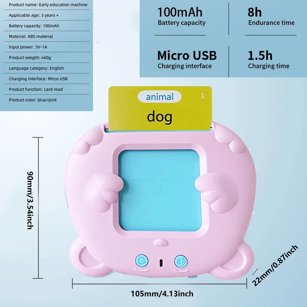 Talking Flash Cards for Kids Early Learning Educational Toy with Audio Sounds Montessori Language Development Toddler Flashcards - Image 6