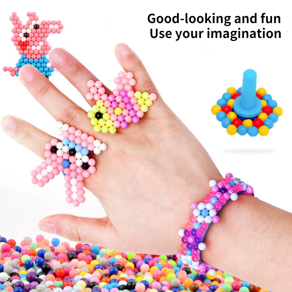 1000 Pcs/box DIY Water Spray Magic Beads Handmade Toy Set Children's Color Crystal Beads Puzzle Craft Kit Gift Variety Bean Toys - Image 2