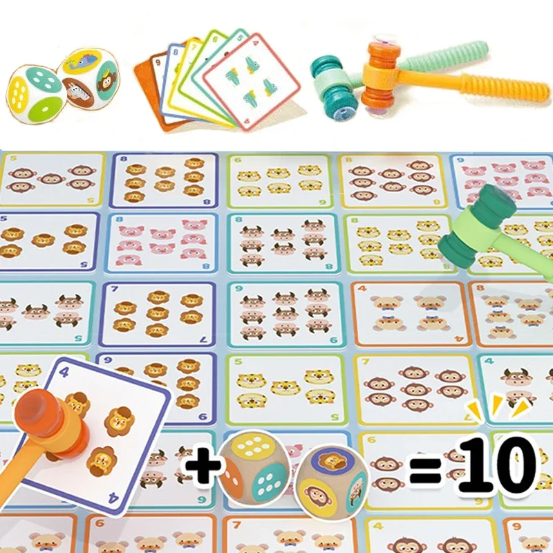 Kids Montessori Fun Mathematics Educational Toy Suction Cup Hammer Battle Table Game with Card Logic Thinking Training Math Toys - Image 5