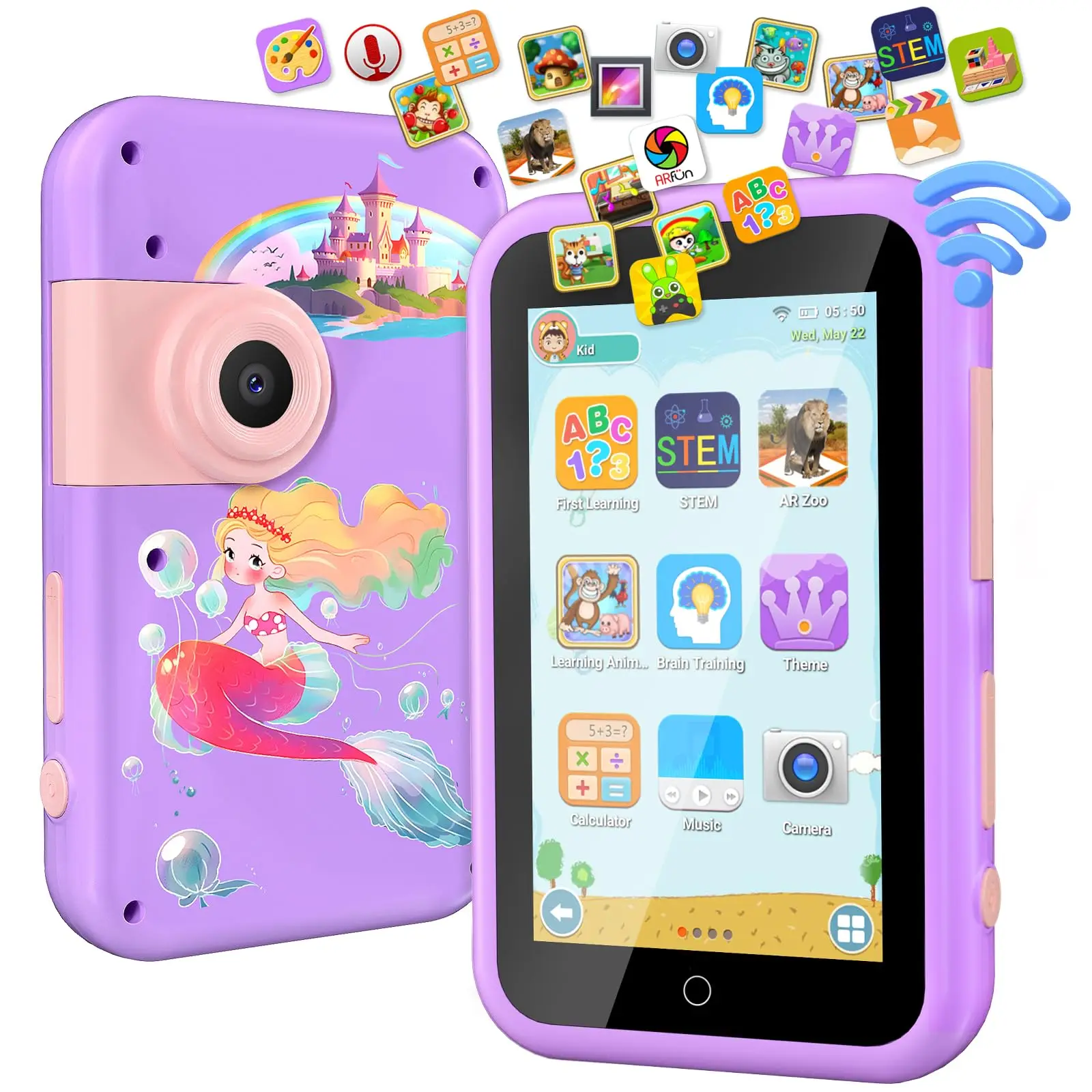 VATOS Smart Phone Toy-4" Large Touchscreen Mermaid Style Cell Phone with Dual Camera Music Game Toy Birthday Gift for kids3+ - Image 3