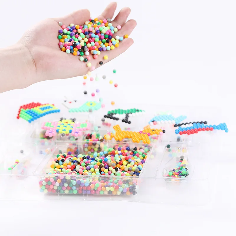 1000 Pcs/box DIY Water Spray Magic Beads Handmade Toy Set Children's Color Crystal Beads Puzzle Craft Kit Gift Variety Bean Toys - Image 5