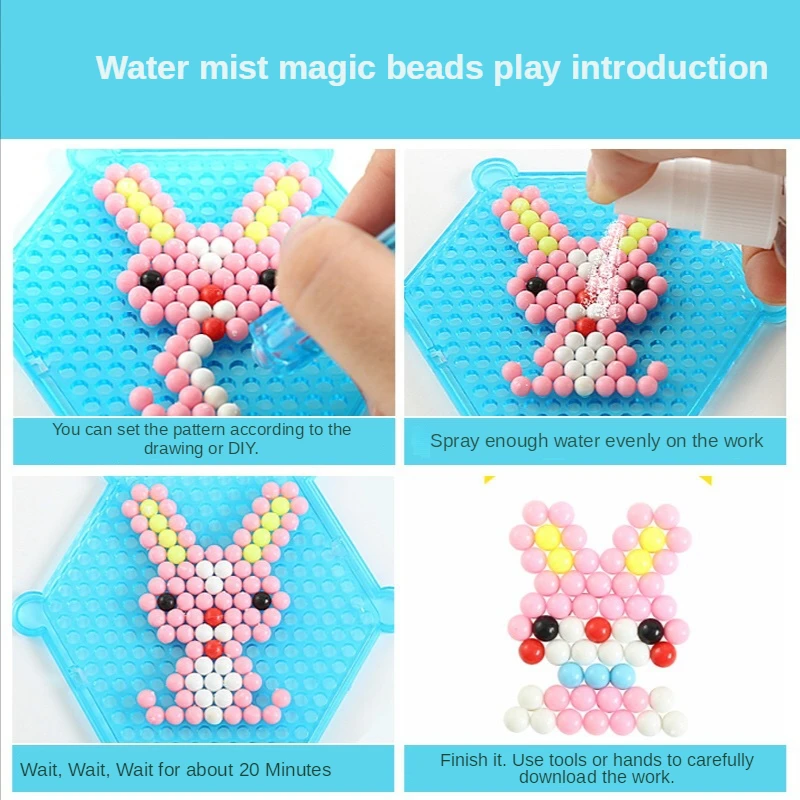 1000 Pcs/box DIY Water Spray Magic Beads Handmade Toy Set Children's Color Crystal Beads Puzzle Craft Kit Gift Variety Bean Toys - Image 3