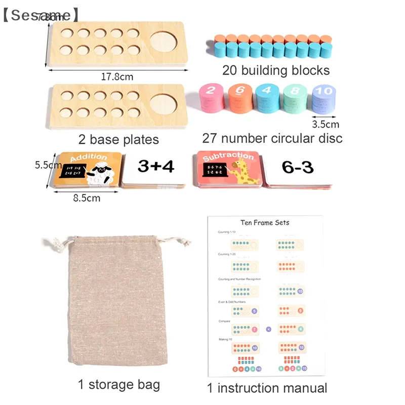 〔Sesame〕Wooden Number Board Cognitive Matching Addition And Subtraction Logical Thinking Training Mathematics Teaching Tool - Image 5