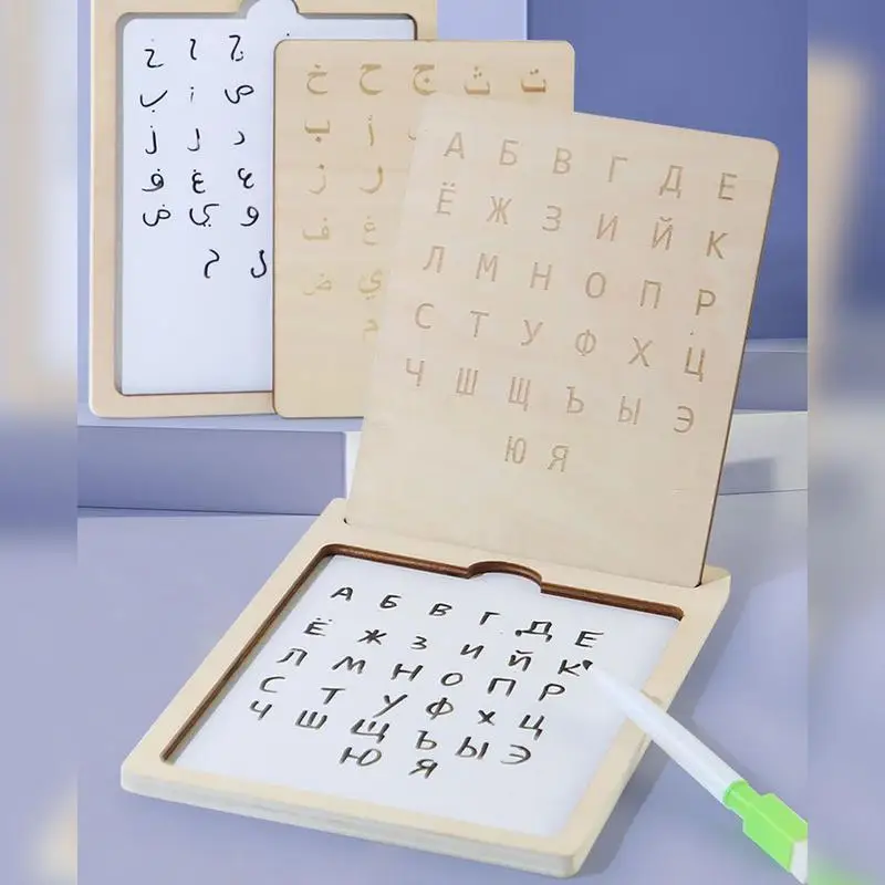 Russian Wood Writing Board Preschool Alphabet Board Writing Tablet Fun Interactive Learning Tool Boys Girls Drawing Toy For - Image 3