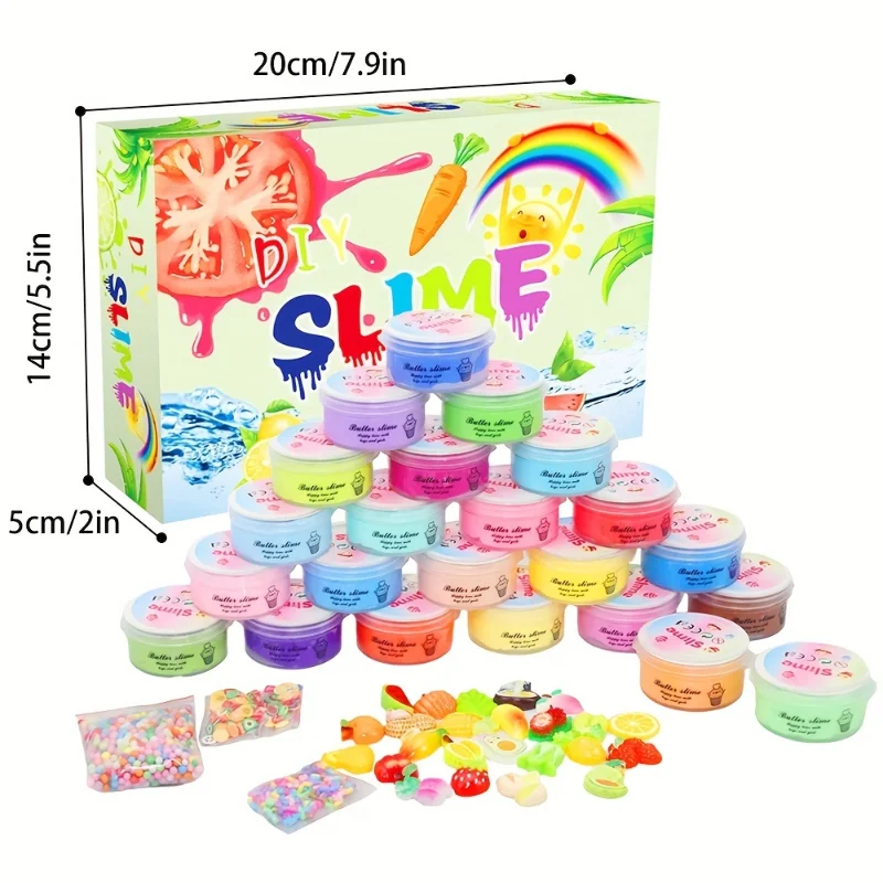 1/24pcs Butter Slime Kit For Girls Party Favors Birthday Gift With Stretchy And Non-Sticky, Stress Relief Toy For Girls And Boys - Image 3