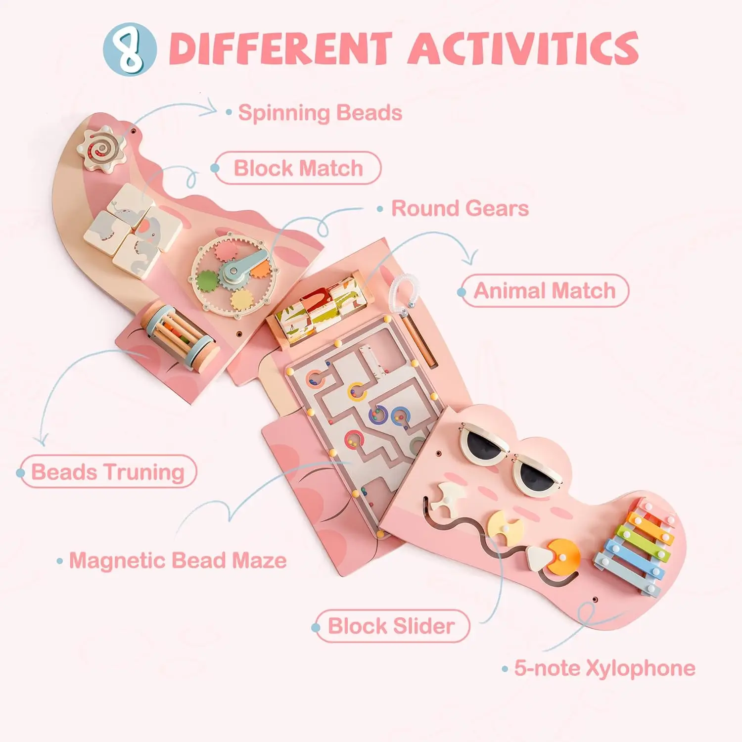 Robotime Robud Wooden Busy Board Montessori Learning Toy Wall Mounted Activity Centre with Gears Maze Wooden Toy Gifts - Image 3