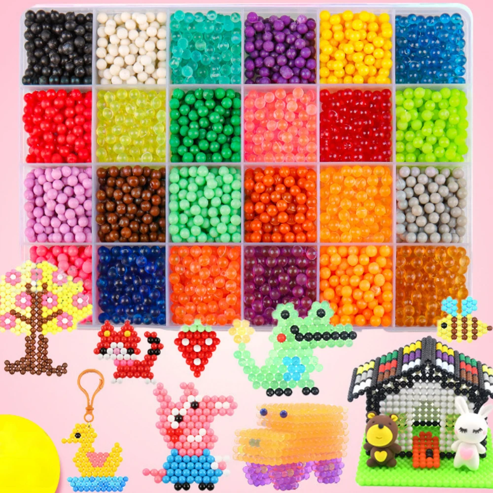 1000 Pcs/box DIY Water Spray Magic Beads Handmade Toy Set Children's Color Crystal Beads Puzzle Craft Kit Gift Variety Bean Toys - Image 6