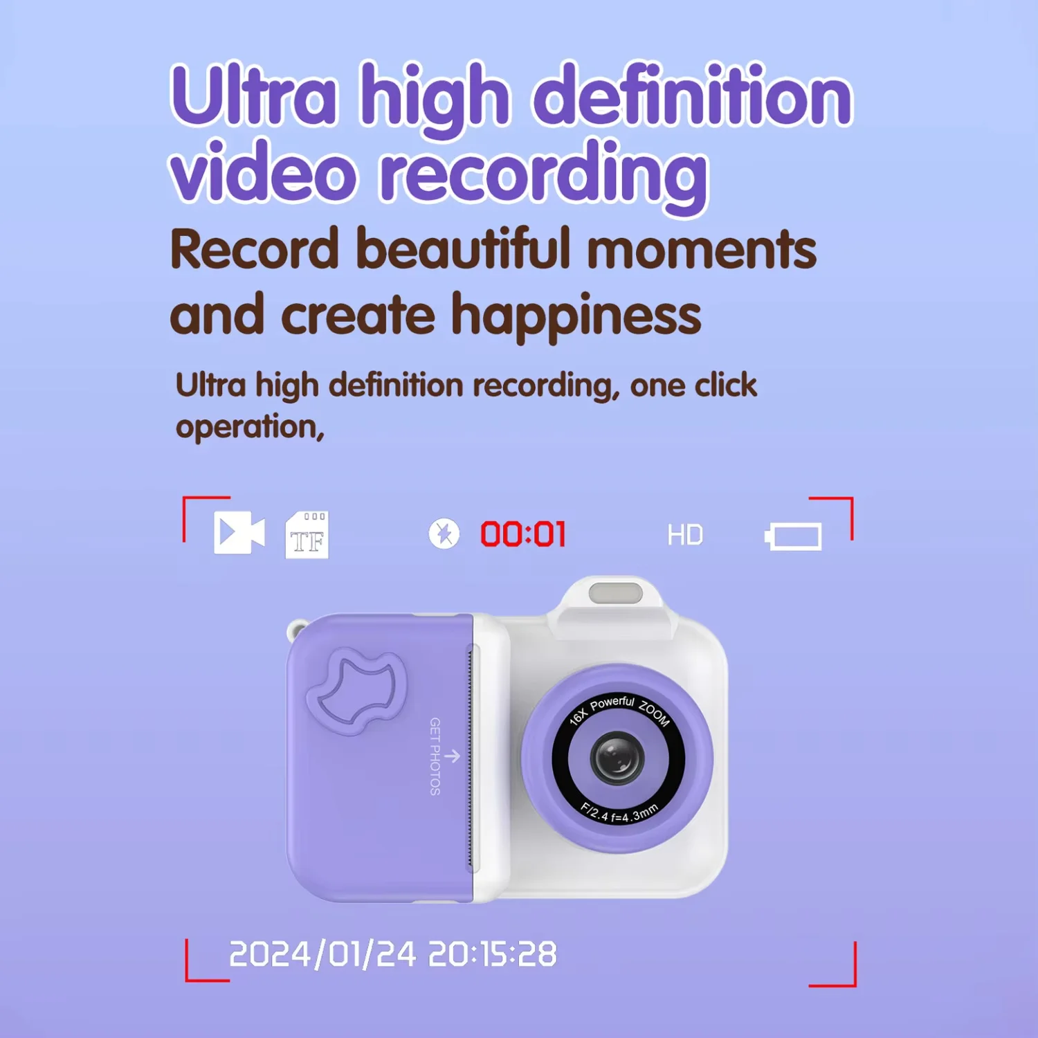 Digital Camera PhotographyInstant PrintingPhotosOutdoorHDCamera Video Recorder Education Children MiniToysChildrenChristmasGifts - Image 4