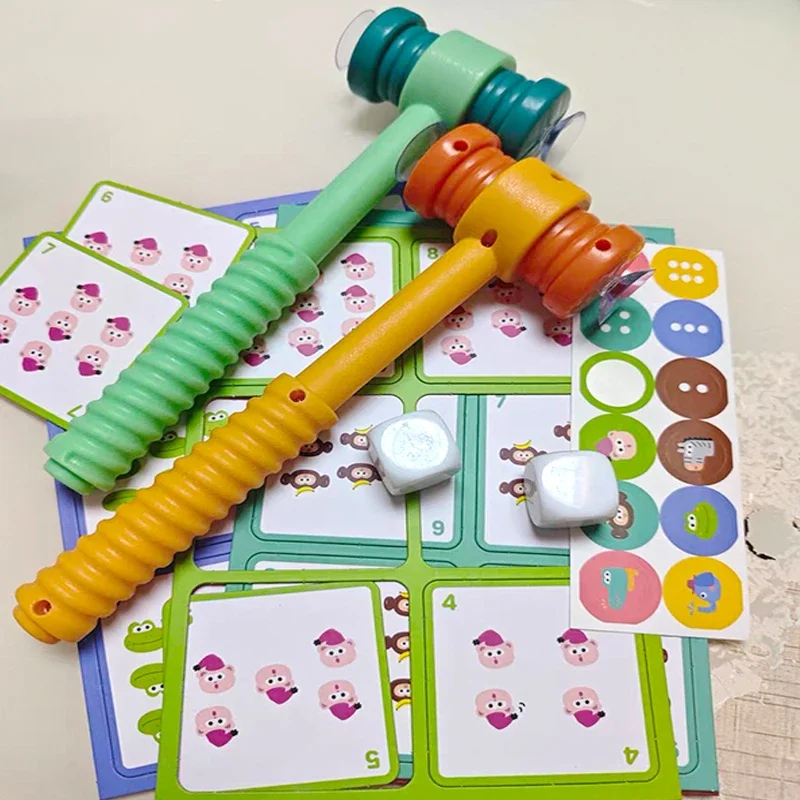 Kids Montessori Fun Mathematics Educational Toy Suction Cup Hammer Battle Table Game with Card Logic Thinking Training Math Toys - Image 6