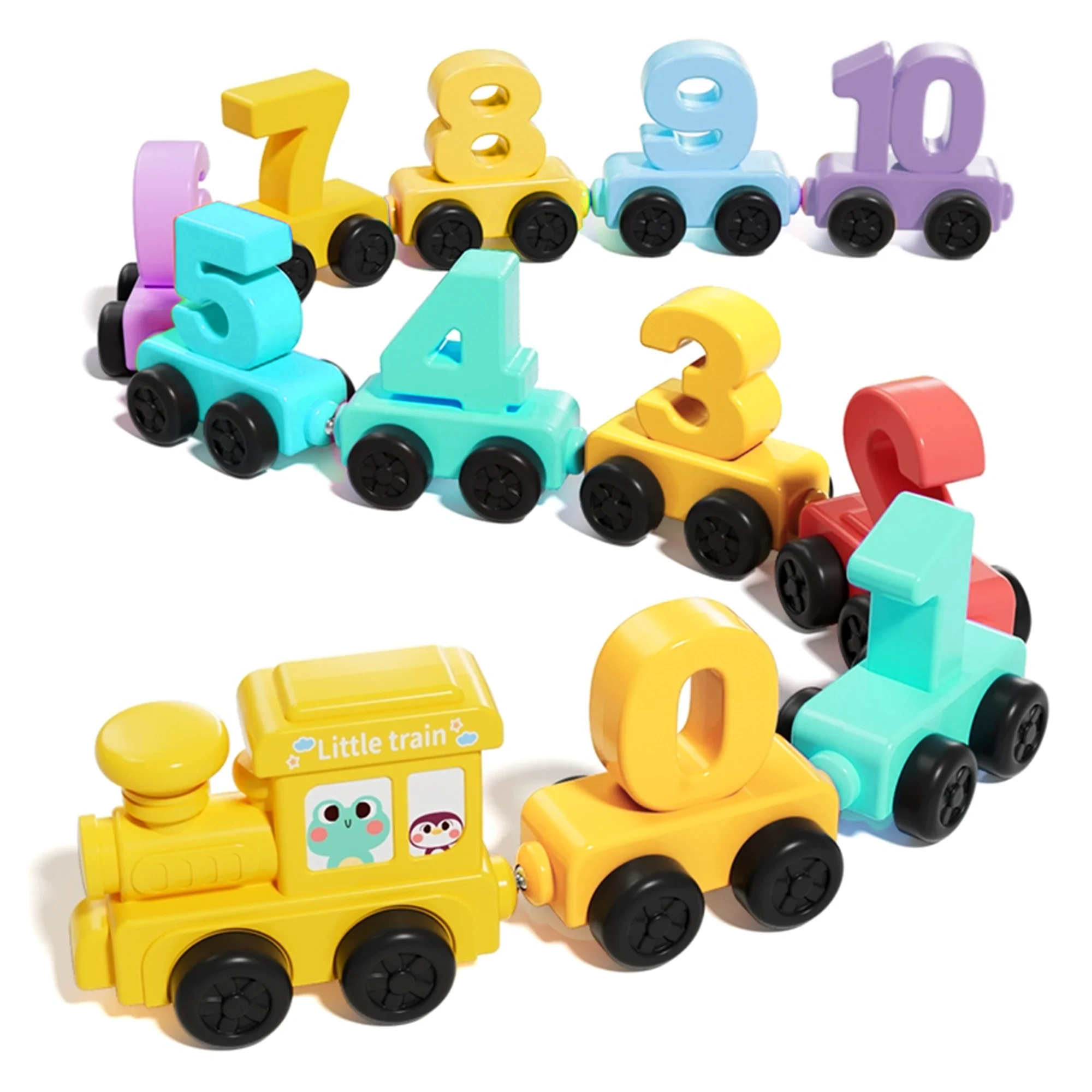 0-10 Digit Puzzle Sorting Number Train Set with Color Recognition Activity Cubes, Mixed Colors, Learning Tools Gift for Kids 3+ - Image 3