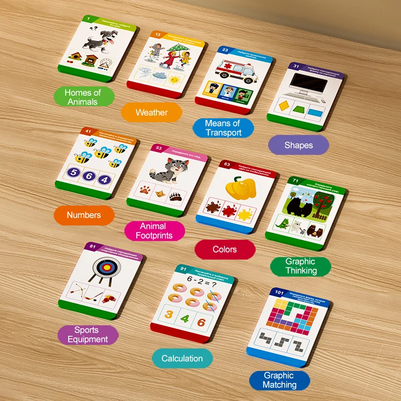 Russian Language Learning Machine 55pcs Flashcard Language Teaching Machine Reader Early Educational Pocket Device Toy for Baby - Image 5