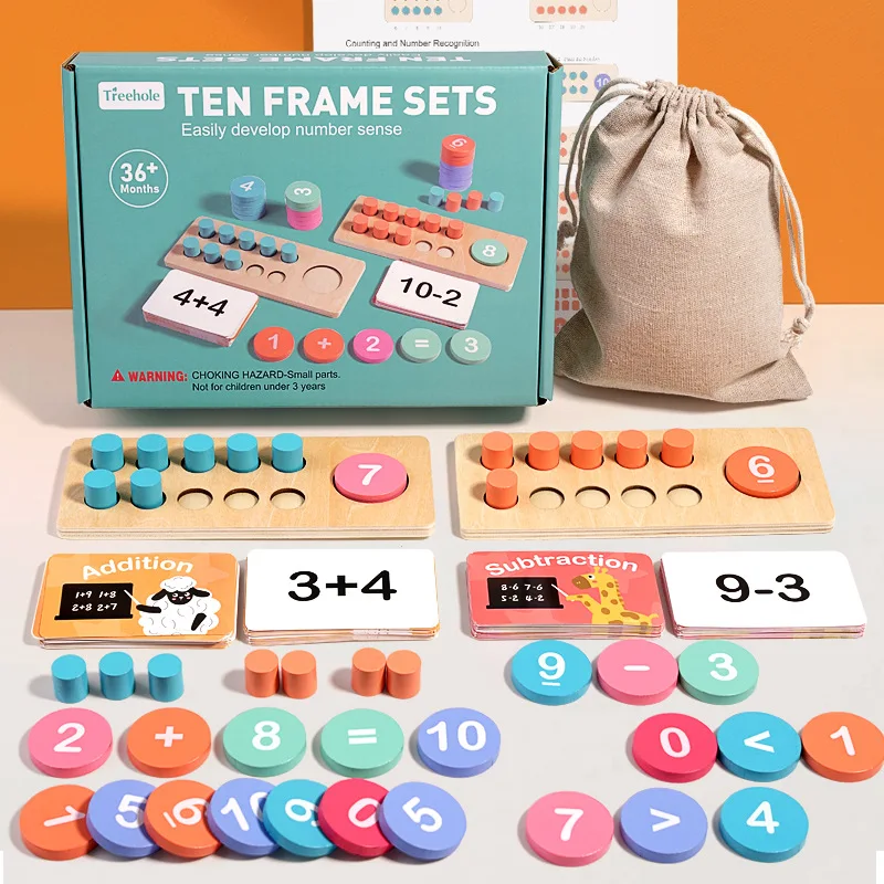 Children's Wooden Number Board Cognitive Matching Addition Subtraction Operation Montessori Logical Thinking Training Math Toys - Image 2