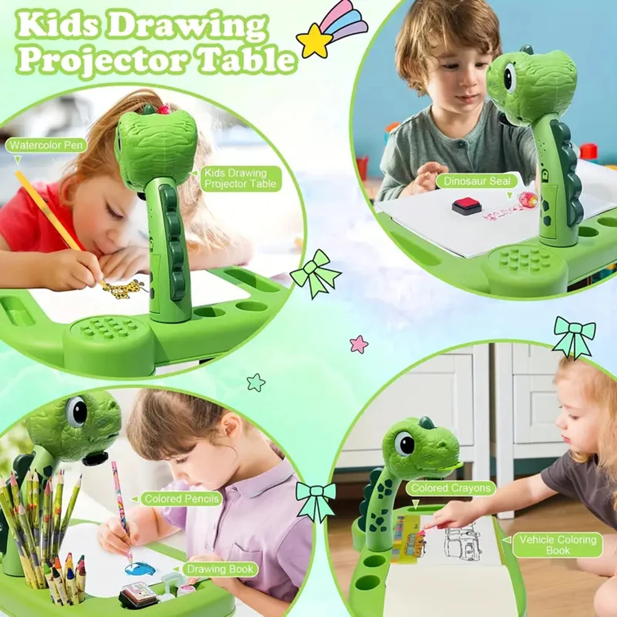 Dinosaur painting projector, puzzle toy drawing board, art and handmade toys for boys and girls, suitable gifts for children - Image 2