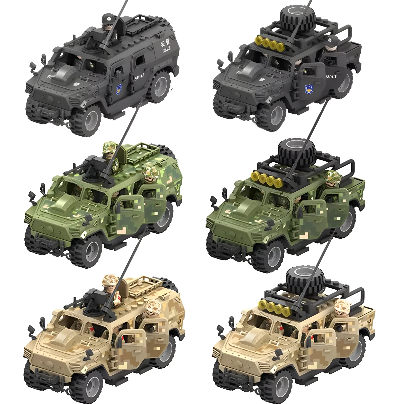 Military Model Modern Weapons Special Forces Army Armored Vehicle Jeeps Car Guns Police SWAT Gangster Soldier Building Block Toy - Image 2