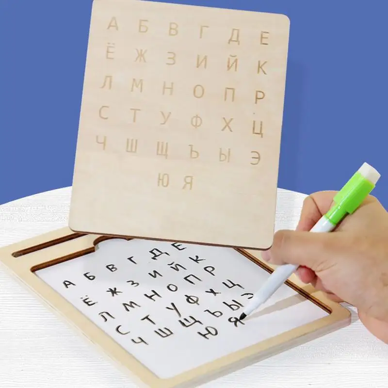 Russian Wood Writing Board Preschool Alphabet Board Writing Tablet Fun Interactive Learning Tool Boys Girls Drawing Toy For - Image 5