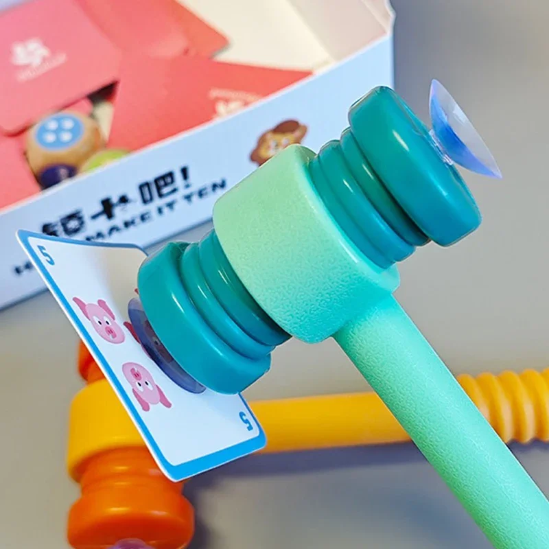 Kids Montessori Fun Mathematics Educational Toy Suction Cup Hammer Battle Table Game with Card Logic Thinking Training Math Toys - Image 3
